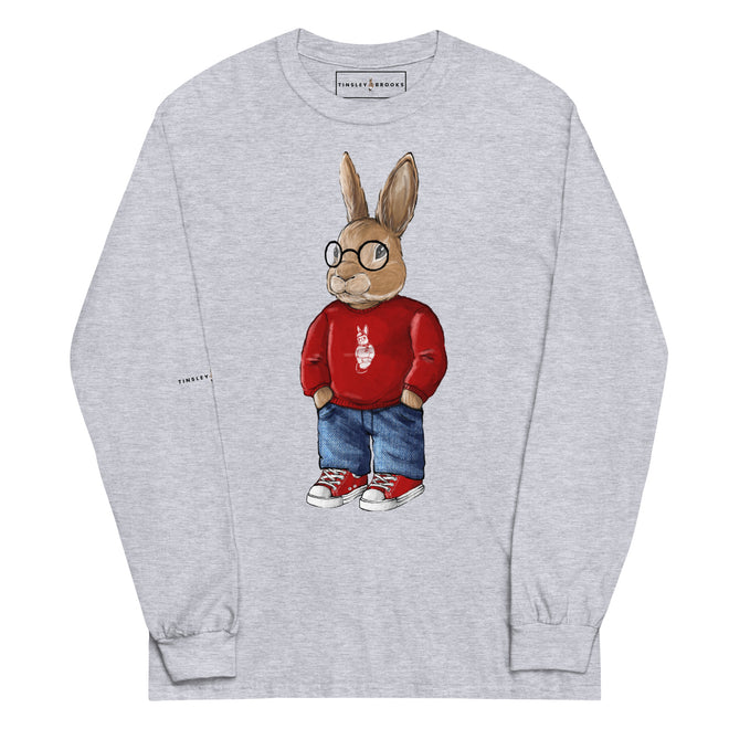 TINSLEY BROOKS RED SWEATER BUNNY LONG SLEEVE TEE